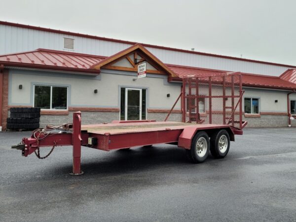 16' Red Deckover Trailer Rental – 10,000 lbs Capacity