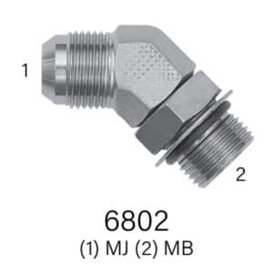 MJIC to MB Hydraulic 45° Elbow, Series 6802 - Sizes #4 - #20