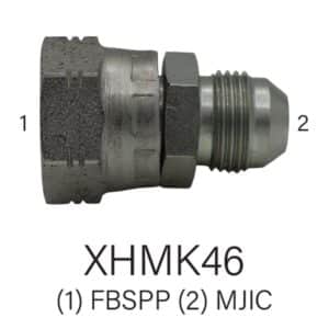 Series XHMK46 #6-#12 JIC to #6-#12 FMBSPP Hydraulic Adapter