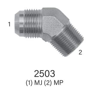 Hydraulic Fitting Series 2503 MJIC to MPT 45° Elbow, Sizes #4 - #16
