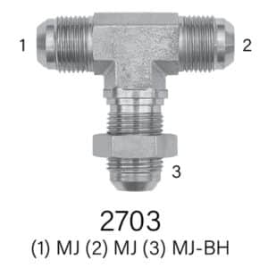 Hydraulic Bulkhead Tee Fitting Series 2703 JIC to JIC to JIC-BH Sizes #4 - #16