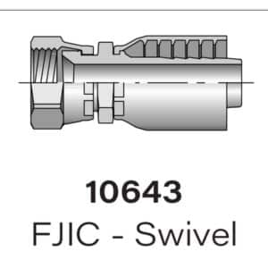 Heavy Duty Parker Series 10643 FJIC Swivel to Hydraulic Hose - Sizes #4-#32