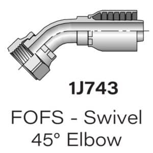 Parker Series 1J743 FOFS Swivel 45° Elbow, Sizes #4-#16