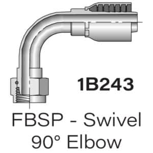 Parker Series 1B243 Female BSP Swivel 90° Elbow, Size #4-#16