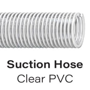 Clear Vinyl Suction Hose, 90 PSI, PVC Tube, -10°F to 130°F, Water & Light Chemical Solutions