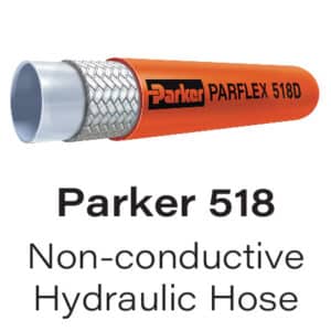 Parker 518D Non-Conductive Thermoplastic Hose – High Density Braid, Medium Pressure Hydraulic Service, 3250 PSI