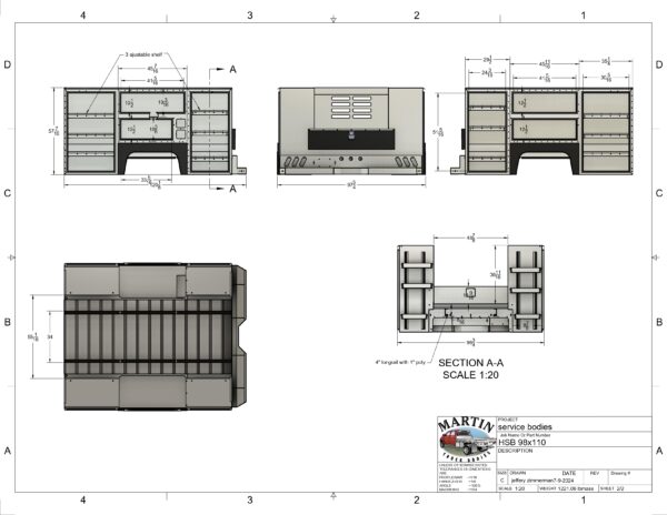 High Side Aluminum Service Body 98" x 110" - Fits Dual Wheel 60" CA Cab & Chassis - Image 8