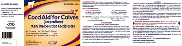CocciAid for Calves (amprolium) 9.6% Coccidiostat Oral Solution