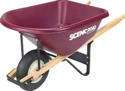 Wheelbarrow, 6 cu ft, 1 wheel ribbed