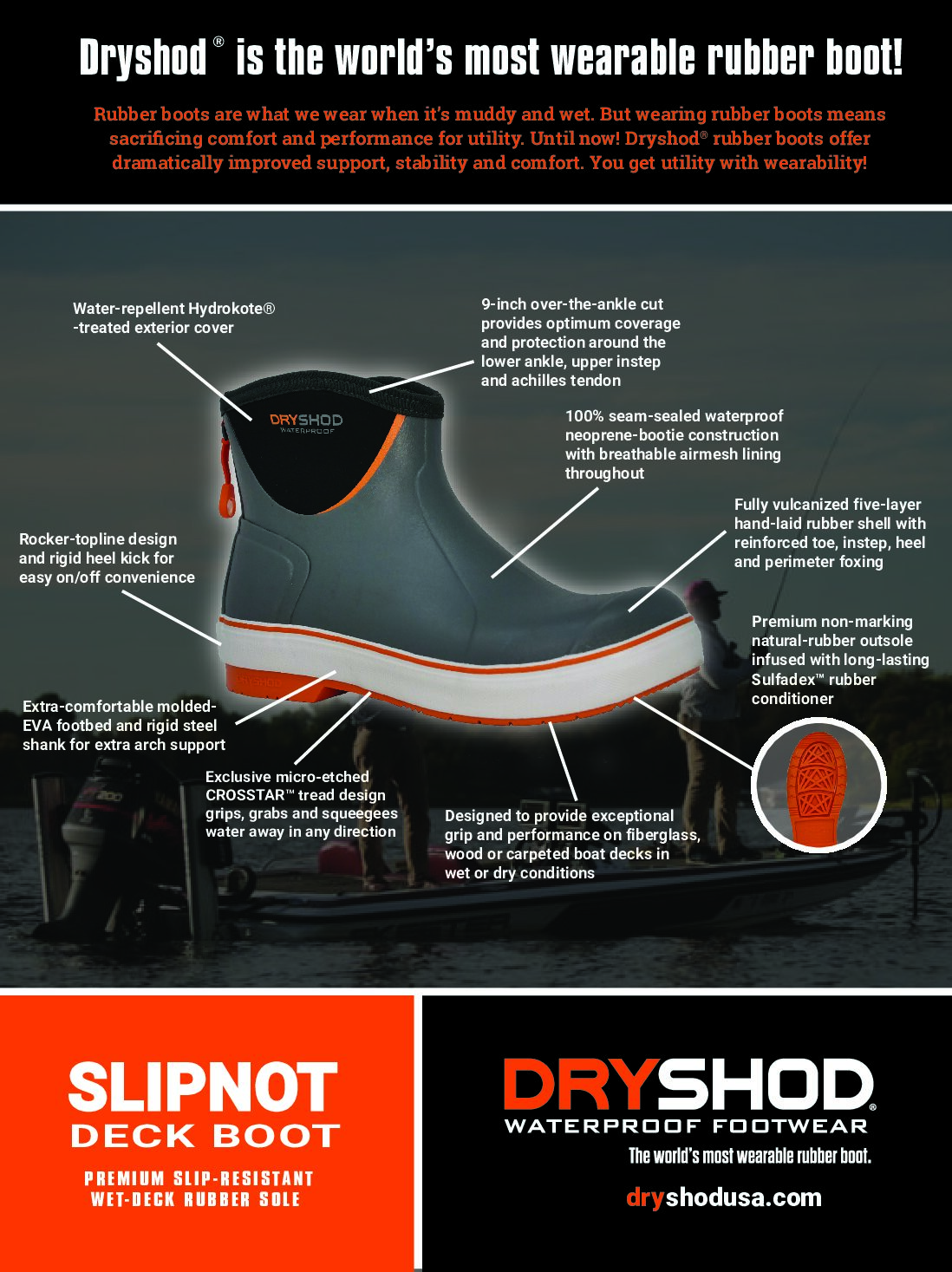 Dryshod Slipnot Deck Boots -Men's sizes 7-12