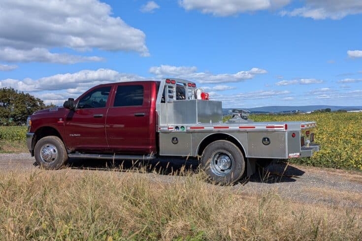 2021 Ram 3500 with a Martin Skirted Flatbed